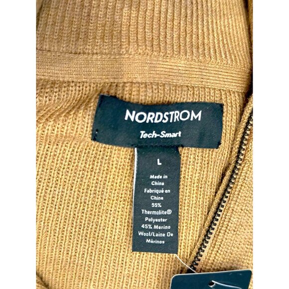 Nordstrom TechSmart Thermolite Merino Wool Blend Quarter-Zip Sweater L Camel NWT - Picture 3 of 6